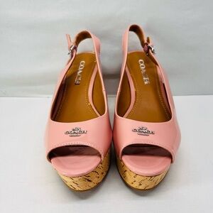 Coach Ferry platform wedge in pink patent leather Sandals‎